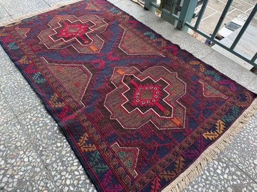Antique afghan hand - hand, knotted
